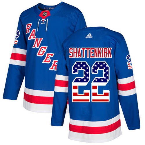 Herren New York Rangers Eishockey Trikot Kevin Shattenkirk #22 Authentic Königsblau USA Flag Fashion